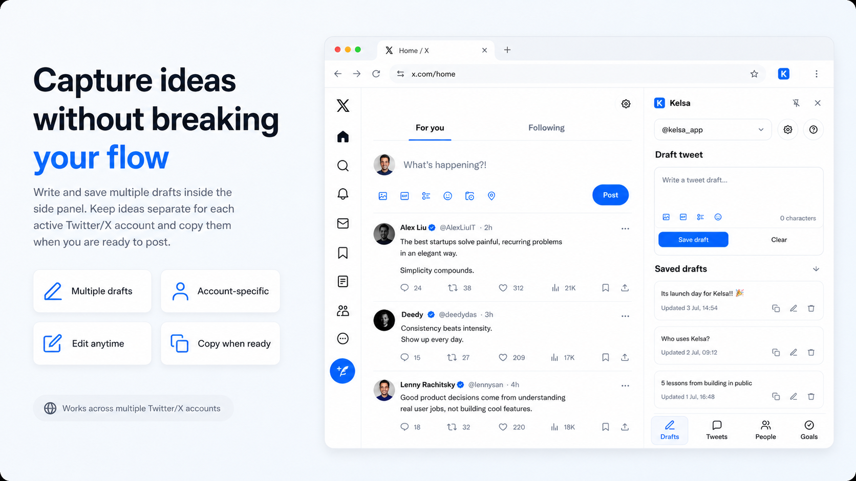 Capture ideas without breaking flow in Kelsa